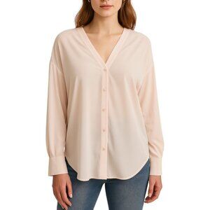 ReneeC Women’s Button-Down Blouse with Lace-Up Back | Size Small